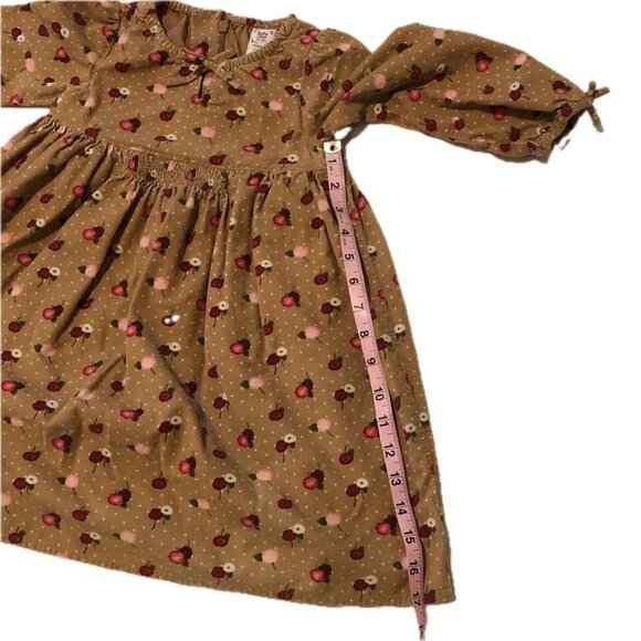Baby Gap Girls Corduroy Dress Brown Flowers White Polka Dots Size 4Y or 4T - Picture 9 of 15